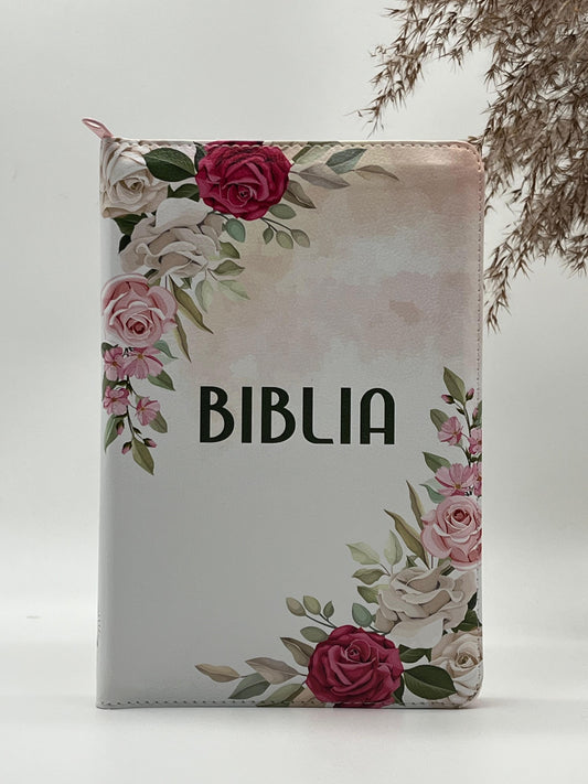 Biblia SBIR 056 ZTI Floral Alb