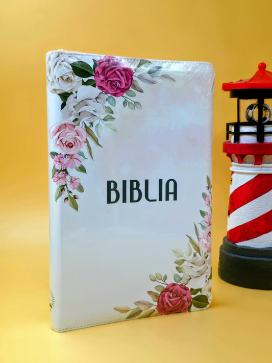 Biblia SBIR 056 ZTI Floral Alb